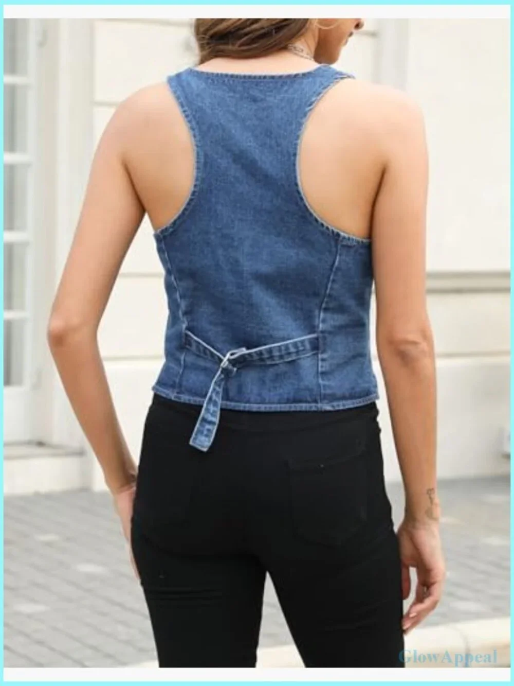 Denim Vest Sleeveless V Neck Jean Suit Waistcoat